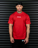 LIFTING CLUB HEAVY OVERSIZED TEE IN SCARLET