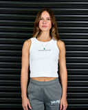 LEGACY RIBBED CROP TANK IN WHITE