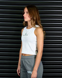 LEGACY RIBBED CROP TANK IN WHITE