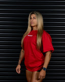 LIFTING CLUB HEAVY OVERSIZED TEE IN SCARLET