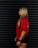 LIFTING CLUB HEAVY OVERSIZED TEE IN SCARLET