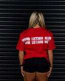LIFTING CLUB HEAVY OVERSIZED TEE IN SCARLET