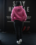 VARSITY HOODIE IN BERRY
